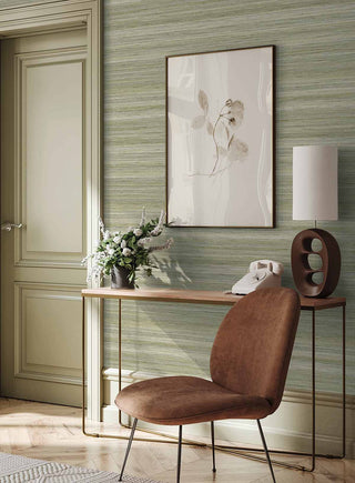 Olive Meiya Stria Embossed Vinyl Unpasted Wallpaper Living Room from Say Decor