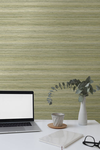 Olive Meiya Stria Embossed Vinyl Unpasted Wallpaper Office from Say Decor