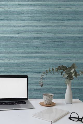 Turquoise Meiya Stria Embossed Vinyl Unpasted Wallpaper Office from Say Decor