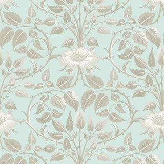 Mitchell Black Botanical Legacy Garden Vine Floral Wallpaper in shade Alabaster Blue at Say Decor
