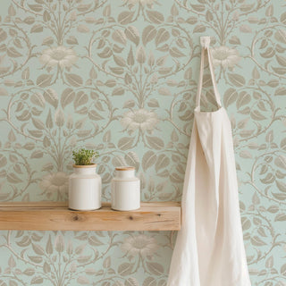 Mitchell Black Botanical Legacy Garden Vine Floral Wallpaper decor in shade Alabaster Blue at Say Decor