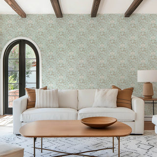 Mitchell Black Botanical Legacy Garden Vine Floral Wallpaper living room in shade Alabaster Blue at Say Decor