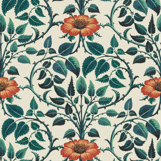 Mitchell Black Botanical Legacy Garden Vine Floral Wallpaper in shade Emerald Green at Say Decor
