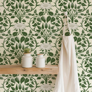 Mitchell Black Botanical Legacy Garden Vine Floral Wallpaper decor in shade Ivy Green at Say Decor