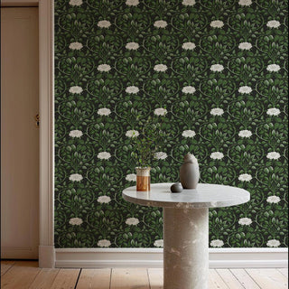Mitchell Black Botanical Legacy Garden Vine Floral Wallpaper entryway in shade Shaded Leaf at Say Decor
