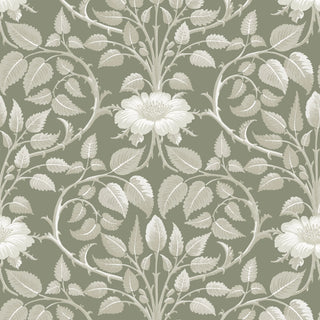 Mitchell Black Botanical Legacy Garden Vine Floral Wallpaper in shade Silver Moss at Say Decor