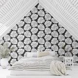 HG10500 monstera leaf tropical peel and stick wallpaper bedroom from Harry & Grace