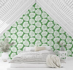 HG10504 monstera leaf tropical peel and stick wallpaper bedroom from Harry & Grace