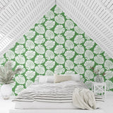 HG10504 monstera leaf tropical peel and stick wallpaper bedroom from Harry & Grace