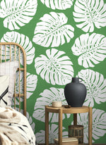 HG10504 monstera leaf tropical peel and stick wallpaper decor from Harry & Grace