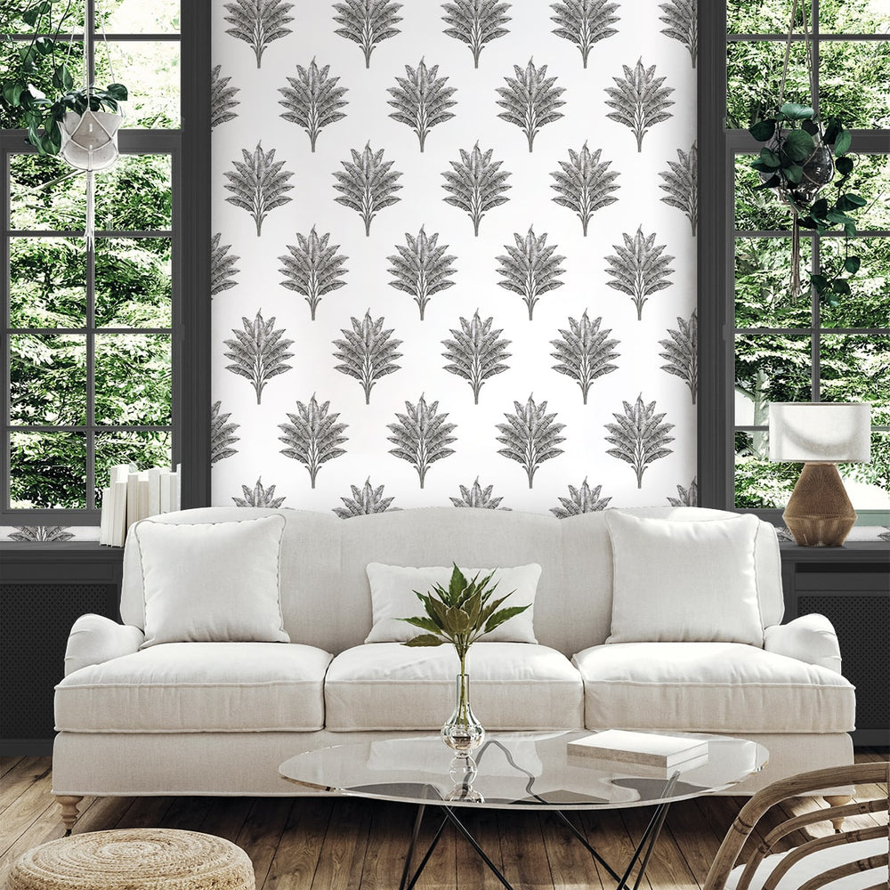
                  
                    HG10600 palm leaf peel and stick wallpaper living room from Harry & Grace
                  
                