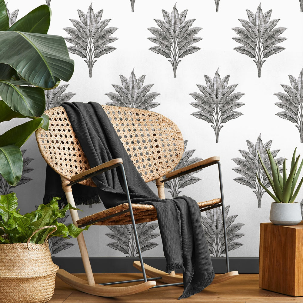 
                  
                    HG10600 palm leaf peel and stick wallpaper entryway from Harry & Grace
                  
                