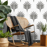 HG10600 palm leaf peel and stick wallpaper entryway from Harry & Grace