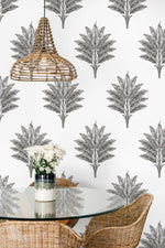 HG10600 palm leaf peel and stick wallpaper dining room from Harry & Grace