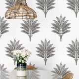 HG10600 palm leaf peel and stick wallpaper dining room from Harry & Grace