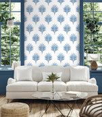 HG10602 palm leaf peel and stick wallpaper living room from Harry & Grace