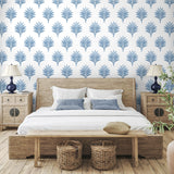 HG10602 palm leaf peel and stick wallpaper bedroom from Harry & Grace