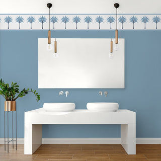 HG10802B palm leaf peel and stick wallpaper border bathroom from Harry & Grace