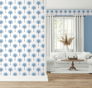 HG10802B palm leaf peel and stick wallpaper border entryway from Harry & Grace
