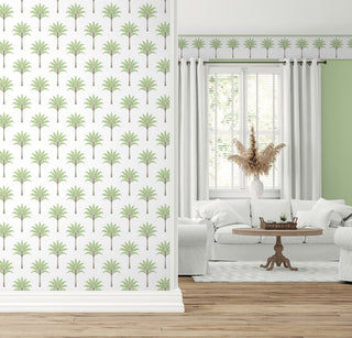 HG10804B palm leaf peel and stick wallpaper border entryway from Harry & Grace