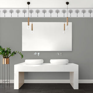 HG10808B palm leaf peel and stick wallpaper border bathroom from Harry & Grace