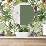 HG10900 tropical peel and stick wallpaper bathroom from Harry and Grace