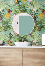HG10902 tropical peel and stick wallpaper bathroom from Harry and Grace
