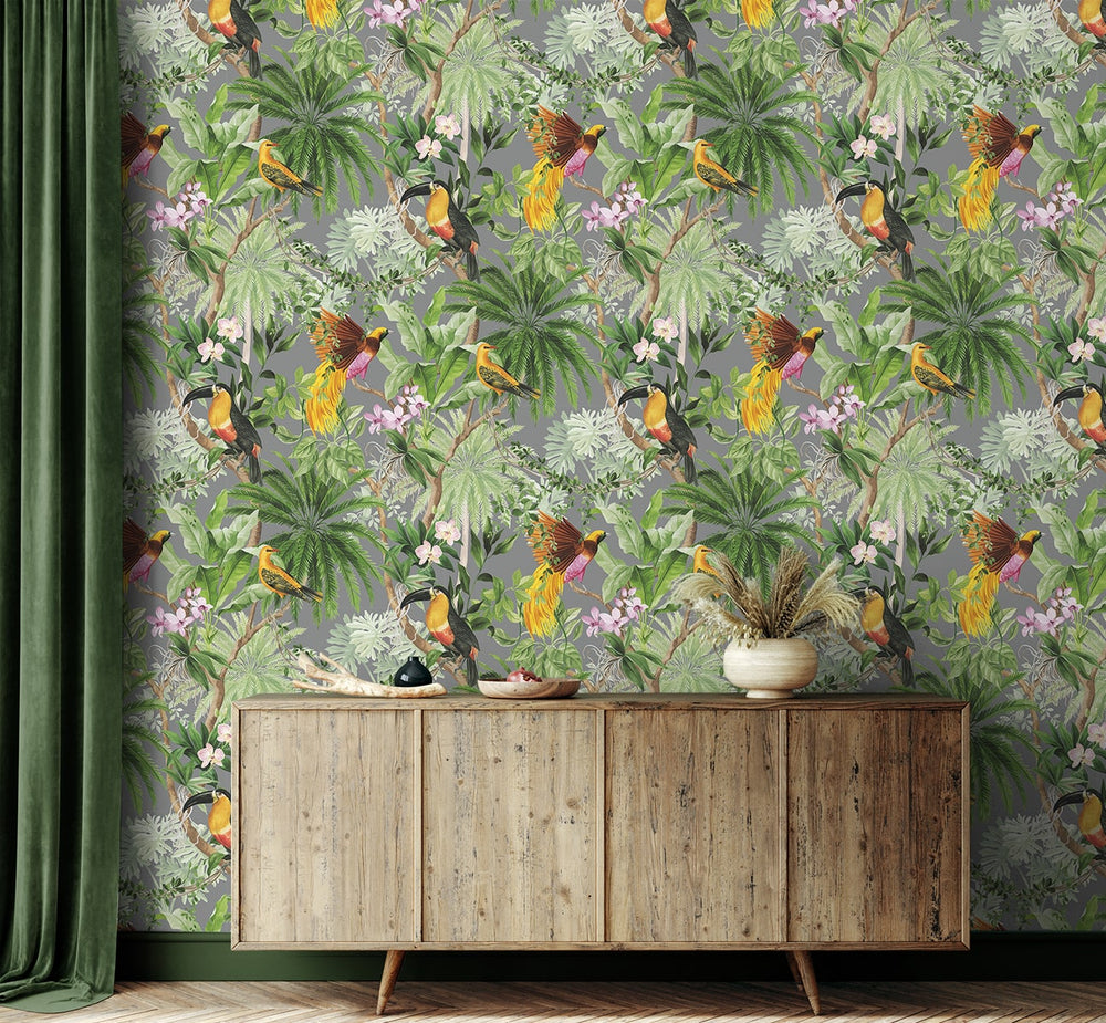 HG10908 tropical peel and stick wallpaper entryway from Harry and Grace