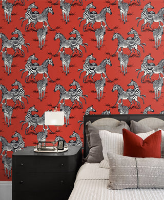 HG11101 zebra peel and stick wallpaper bedroom from Harry & Grace