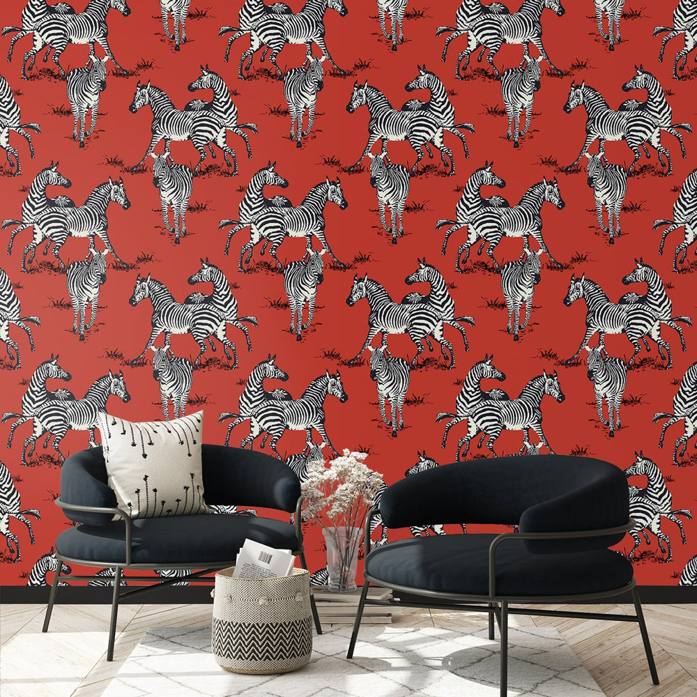 
                  
                    HG11101 zebra peel and stick wallpaper living room from Harry & Grace
                  
                