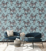 HG11102 zebra peel and stick wallpaper living room from Harry & Grace