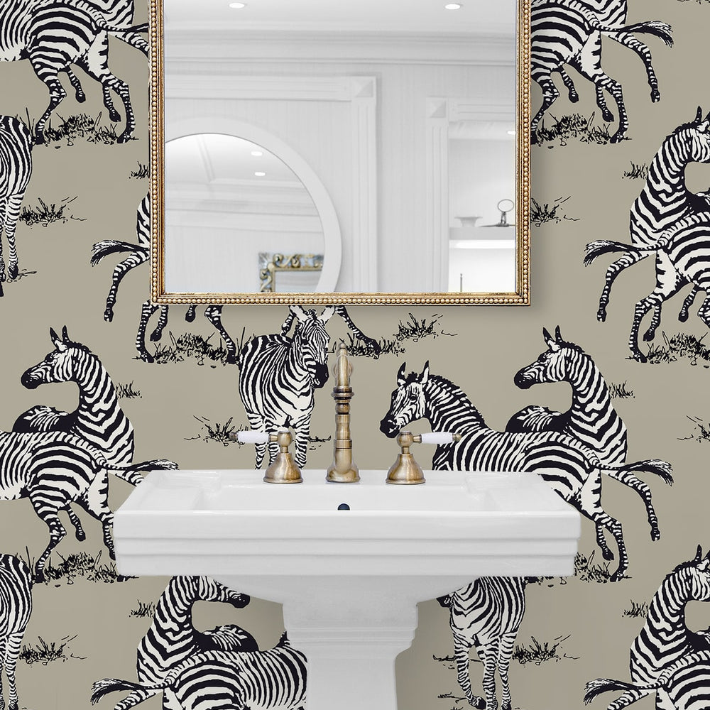 
                  
                    HG11110 zebra peel and stick wallpaper powder room from Harry & Grace
                  
                