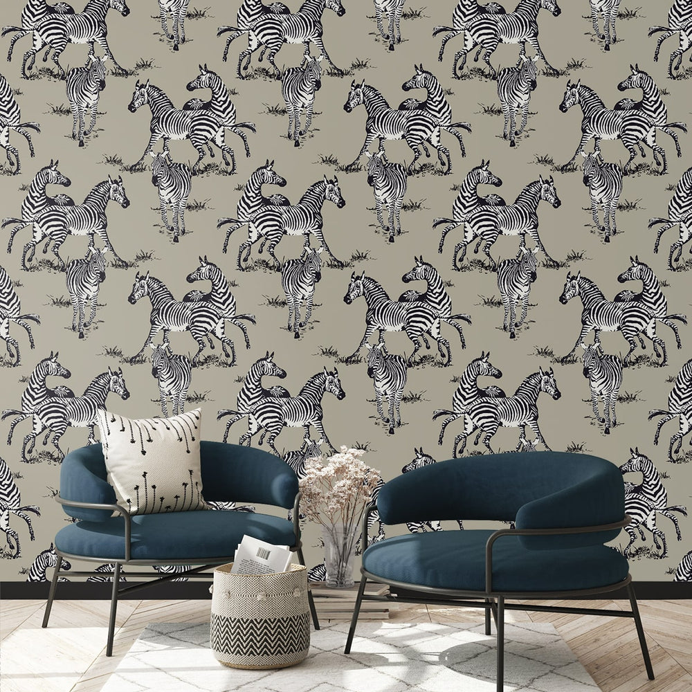 
                  
                    HG11110 zebra peel and stick wallpaper living room from Harry & Grace
                  
                