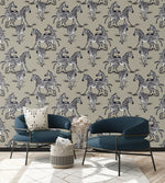 HG11110 zebra peel and stick wallpaper living room from Harry & Grace