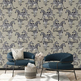 HG11110 zebra peel and stick wallpaper living room from Harry & Grace