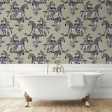 HG11110 zebra peel and stick wallpaper bathroom from Harry & Grace