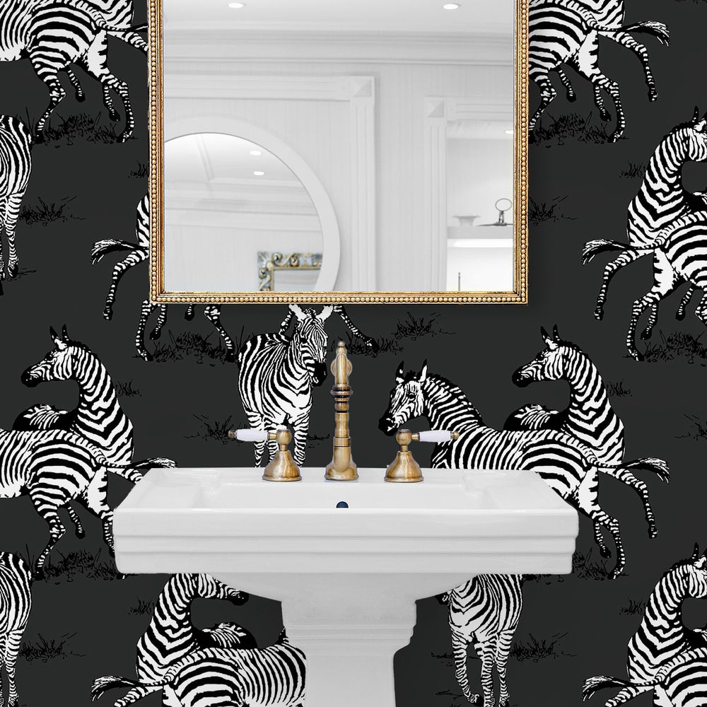 
                  
                    HG11120 zebra peel and stick wallpaper powder room from Harry & Grace
                  
                