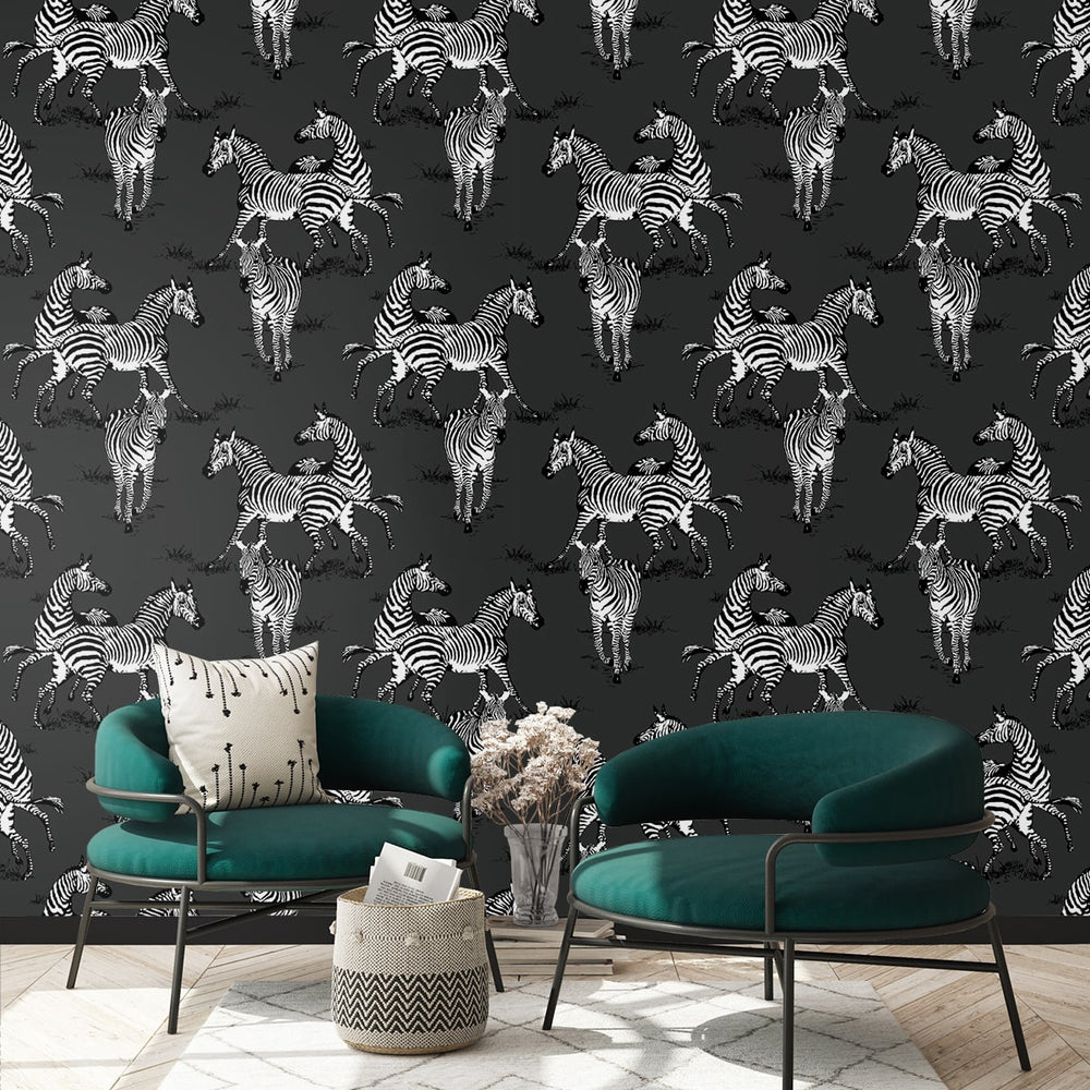 
                  
                    HG11120 zebra peel and stick wallpaper living room from Harry & Grace
                  
                