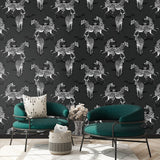 HG11120 zebra peel and stick wallpaper living room from Harry & Grace