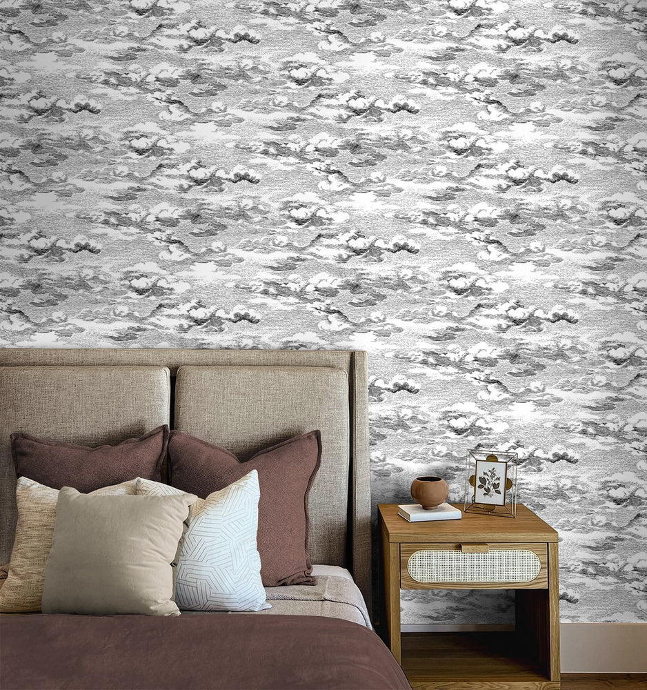 HG11200 cloud peel and stick wallpaper bedroom from Harry & Grace
