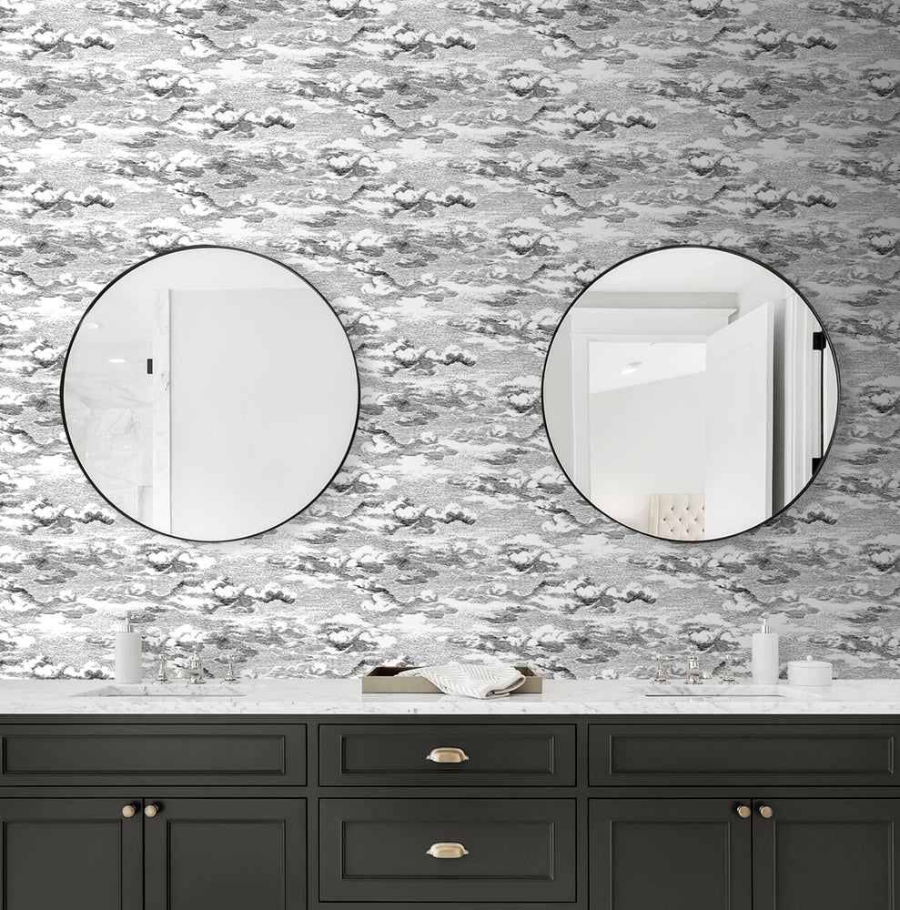 HG11200 cloud peel and stick wallpaper bathroom from Harry & Grace