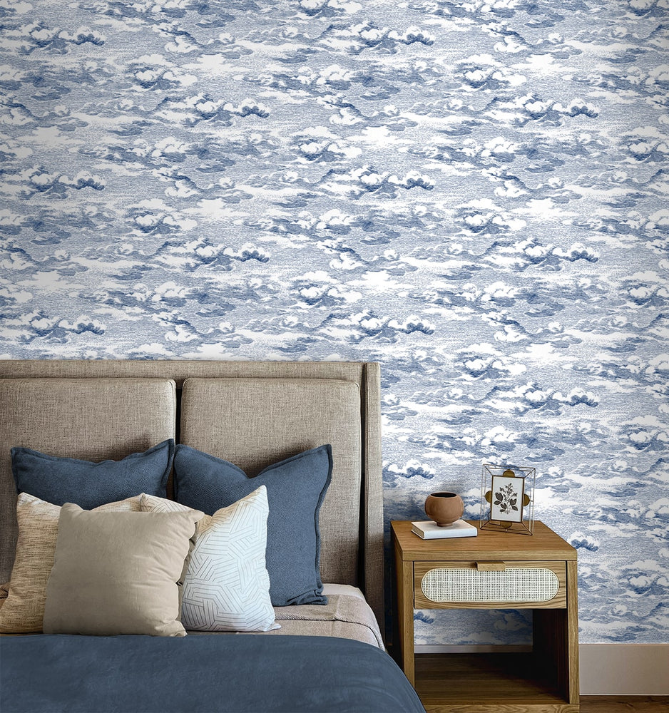 HG11202 cloud peel and stick wallpaper bedroom from Harry & Grace