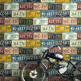 HG11301 license plates novelty peel and stick wallpaper motorcycle from Harry & Grace