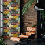 HG11301 license plates novelty peel and stick wallpaper lounge from Harry & Grace