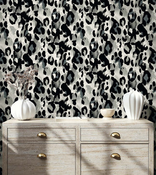 HG11400 leopard print peel and stick wallpaper entryway from Harry & Grace
