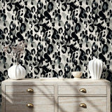 HG11400 leopard print peel and stick wallpaper entryway from Harry & Grace