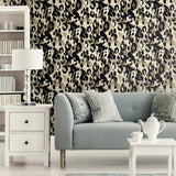 HG11405 leopard print peel and stick wallpaper living room from Harry & Grace