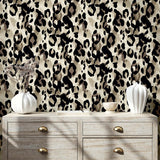 HG11405 leopard print peel and stick wallpaper entryway from Harry & Grace