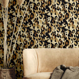HG11406 leopard print peel and stick wallpaper living room from Harry & Grace