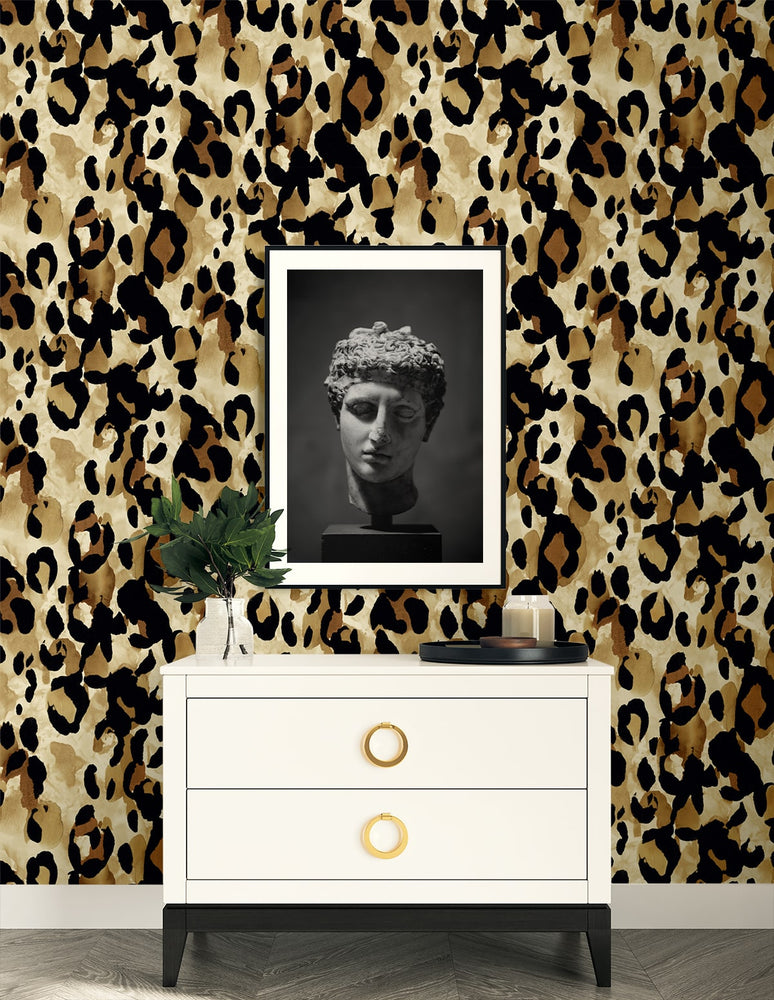HG11406 leopard print peel and stick wallpaper decor from Harry & Grace